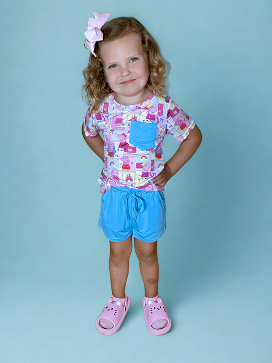 Muddy Puddles Bamboo Pocket Tee and Shorts Set