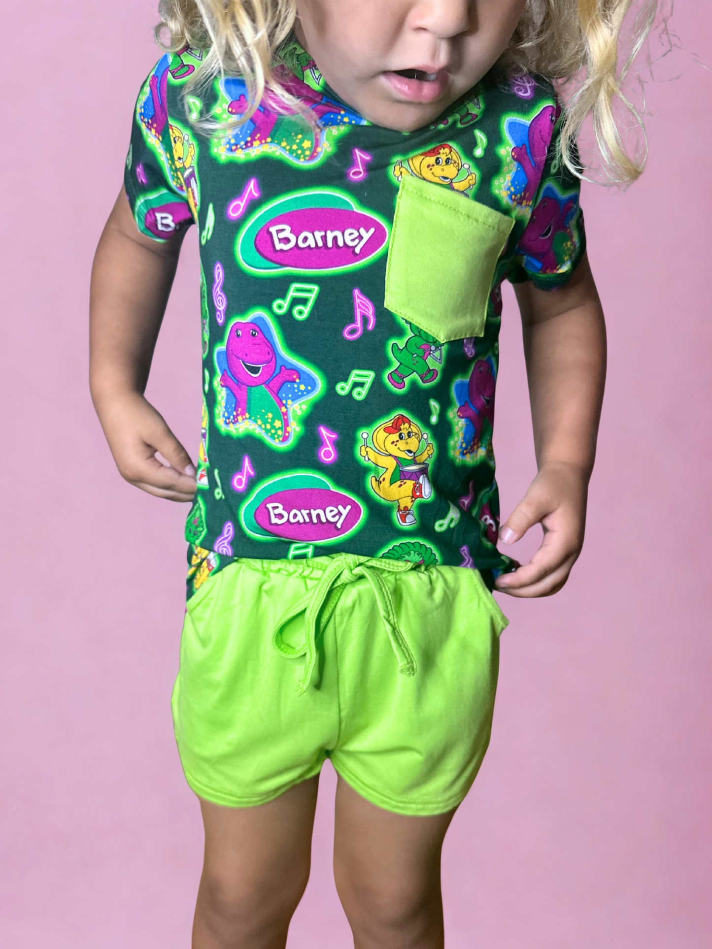 Purple Dinosaur Bamboo Pocket Tee and Shorts Set