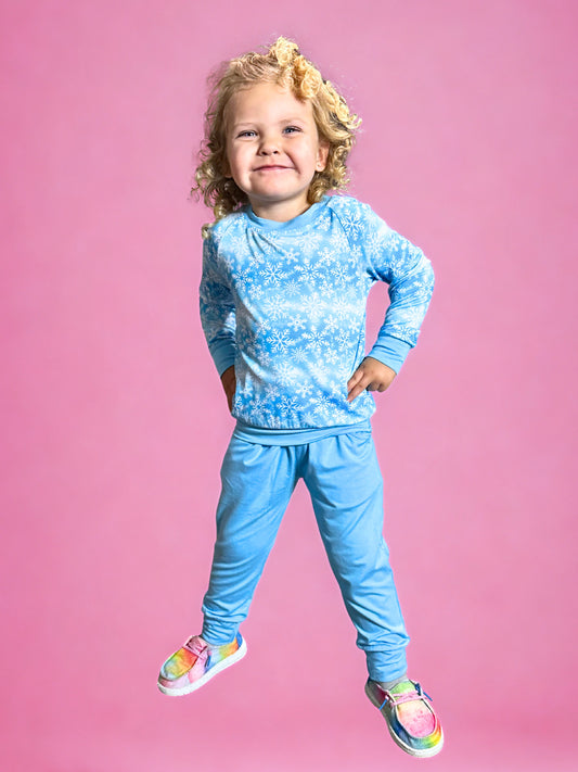 Snowy Snuggles Blue Bamboo Joggers
