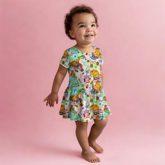 Rainbow Riders Bamboo Twirl Dress with snaps