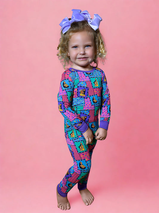 Retro Remix Bamboo Two Piece Pajama Set (Pre Order)