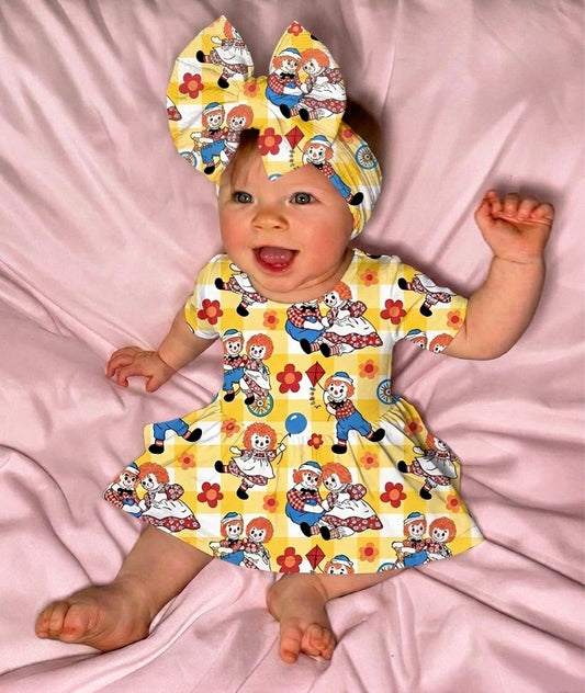 Memory Lane Bamboo Twirl Dress for toddlers with snaps and stretchy bamboo fabric