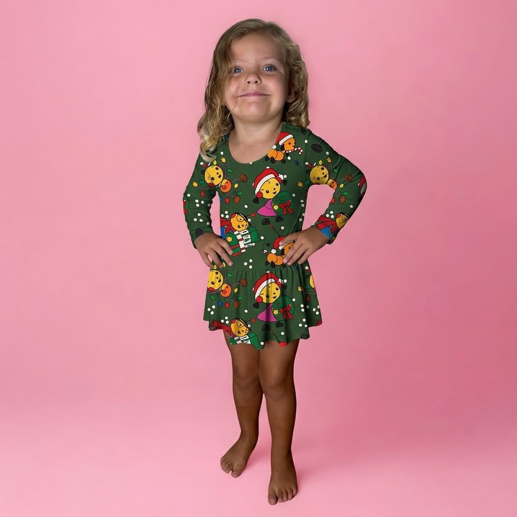 Festive Flippy Bamboo Twirl Dress with snaps (Pre order with expected arrival end of November)