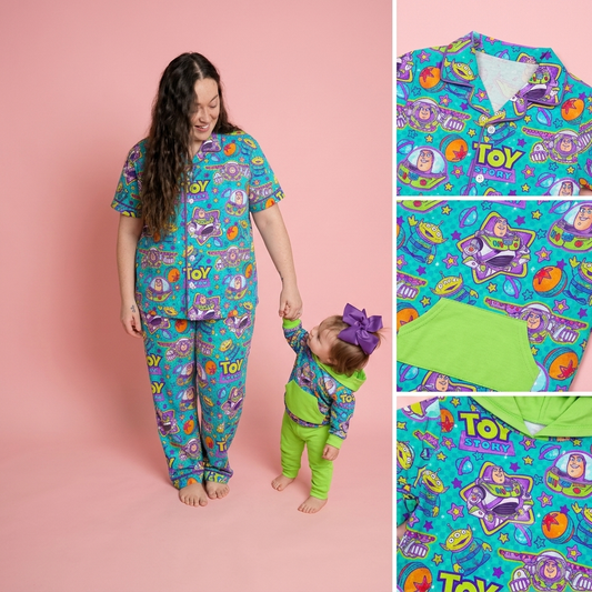 Too Infinity & Beyond Toddler Bamboo Two Piece Button Up Top and Bottoms Pajama Set (Pre Order with expected arrival mid September)