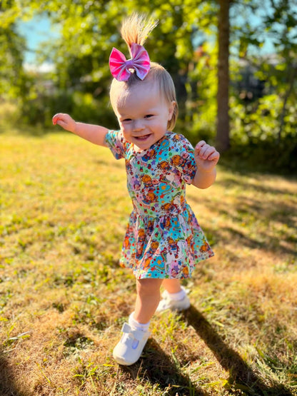 Rainbow Riders Bamboo Twirl Dress with snaps