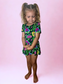 Purple Dinosaur Bamboo Twirl Dress with snaps