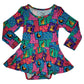 Retro Remix Bamboo Twirl Dress with snaps (Pre Order)