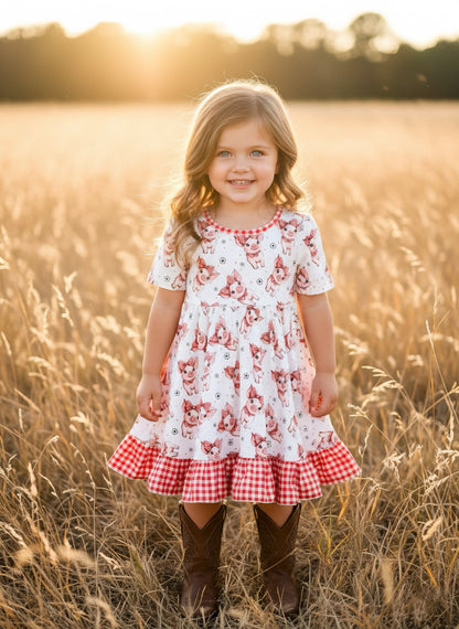 Plaid Pigs Bamboo Twirl Dress