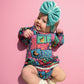 Retro Remix Bamboo Long Sleeve Twirl Dress with snaps