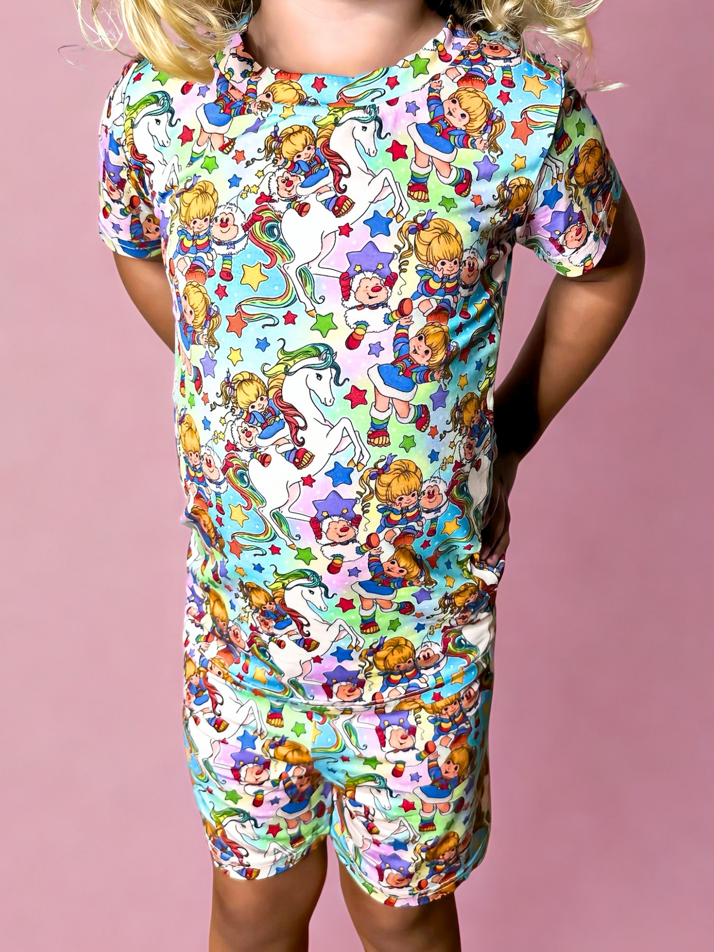 Rainbow Riders Bamboo Short Sleeve and Shorts Two Piece Pajama Set