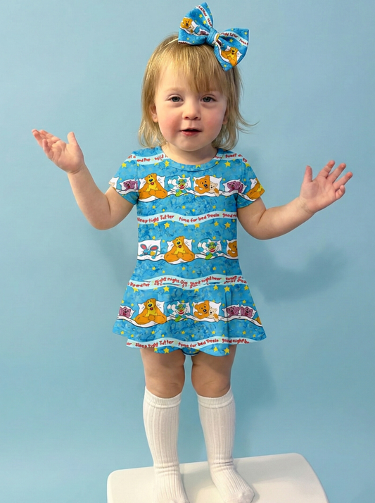 Goodnight Bear Bamboo Twirl Dress with snaps (Pre Order with expected arrival August 2026)