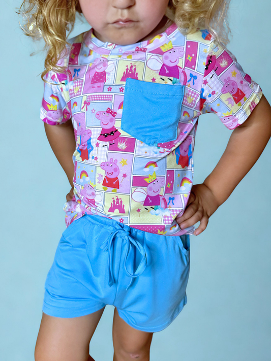 Muddy Puddles Bamboo Pocket Tee and Shorts Set