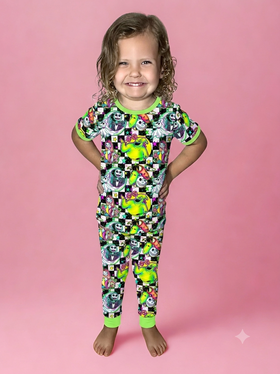 Frightfully Festive Bamboo Two Piece Pajama Set (Pre Order with expected arrival end of August)