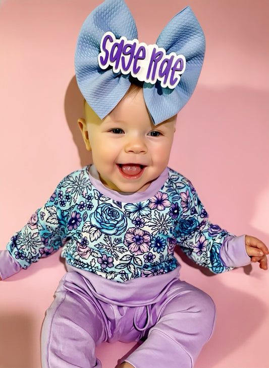 Arctic Bloom Light Purple Bamboo Joggers