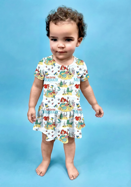 Ocean Princess Bamboo Twirl Dress with snaps