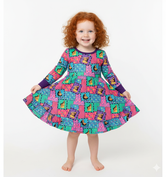 Retro Remix Bamboo Twirl Dress (pre order)