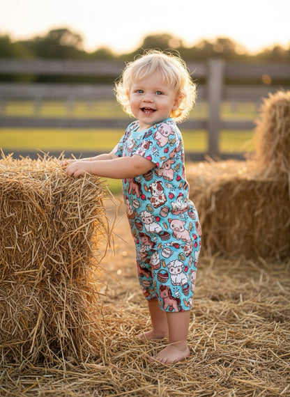 Farming Fun Short Sleeve & Shorts Bamboo Two Piece Set