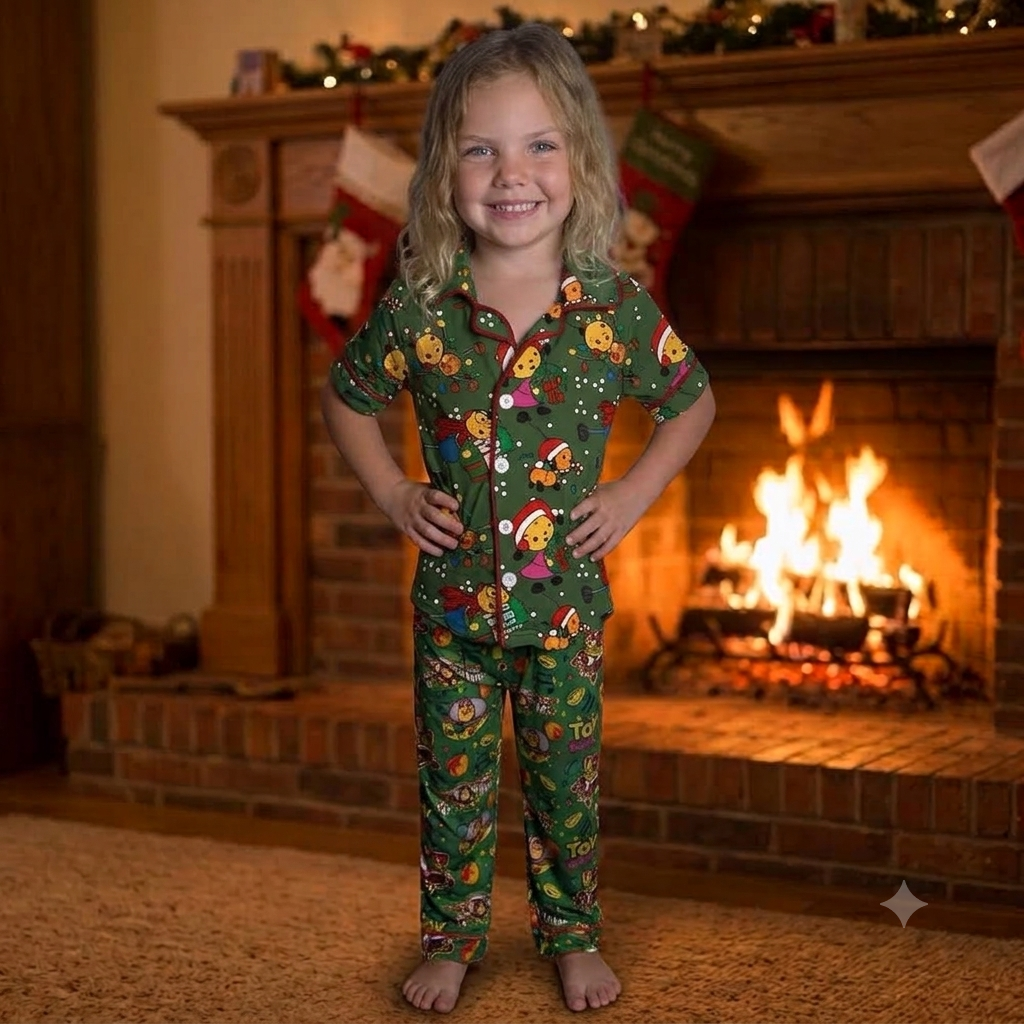 Festive Flippy Toddler Bamboo Button Up Top and Bottoms Pajama Set (Pre Order with expected arrival end of November)