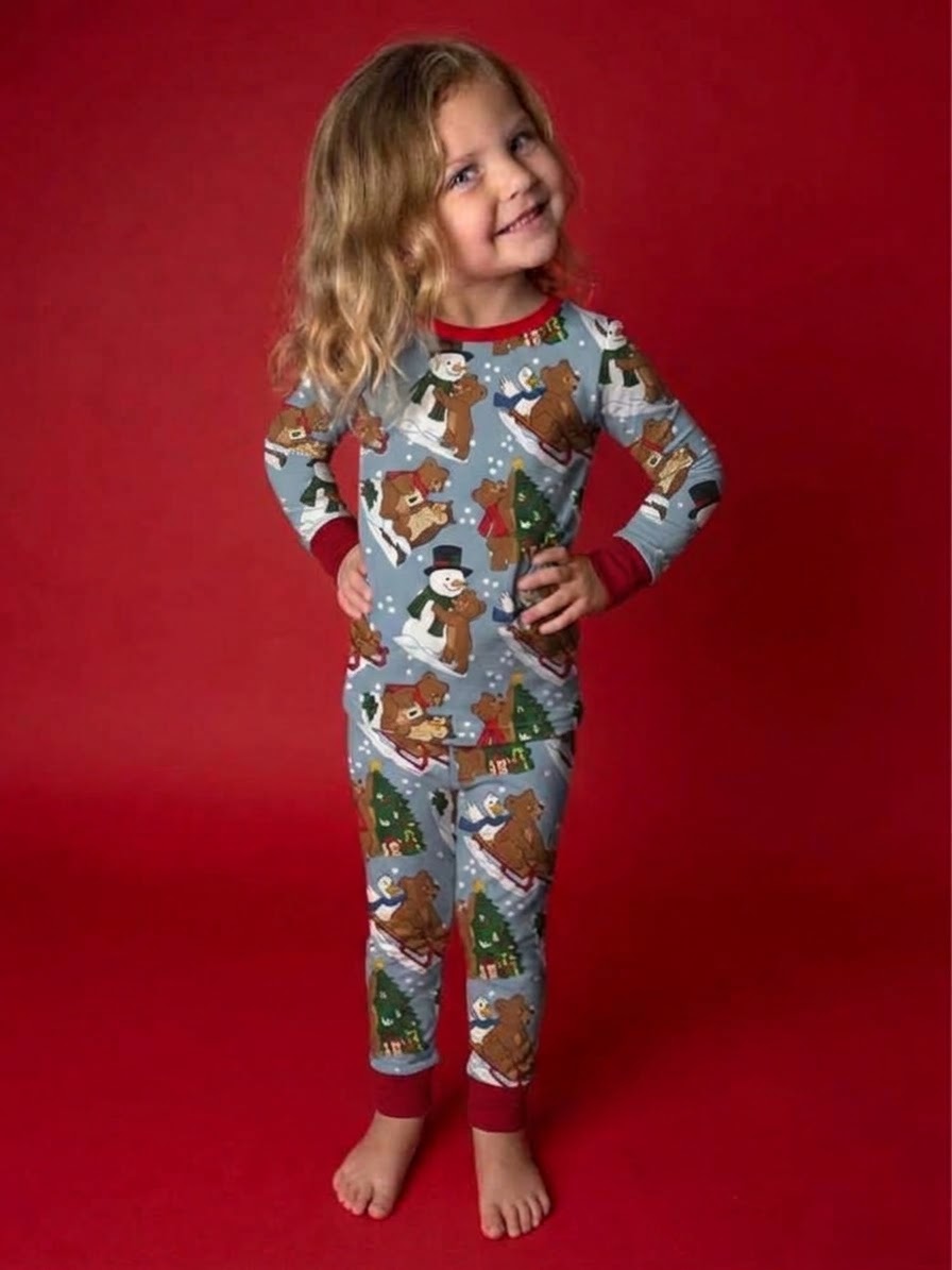 Beary Snow Day Pals Bamboo Long Sleeve and Pants Two Piece Pajama Set (Pre order with expected arrival end of November)