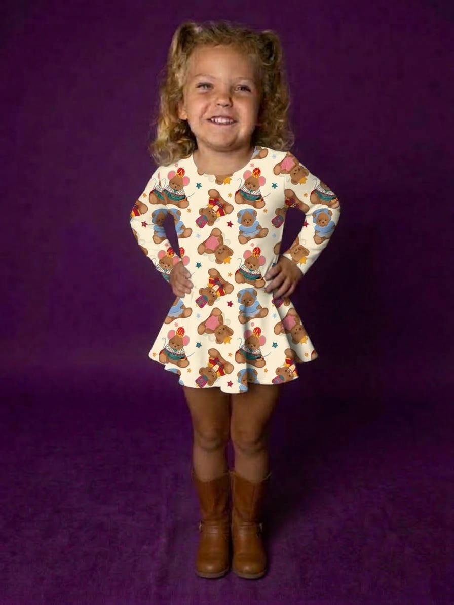 Whisker Wonderland Bamboo Twirl Dress with snaps (Pre order with expected arrival end of November)