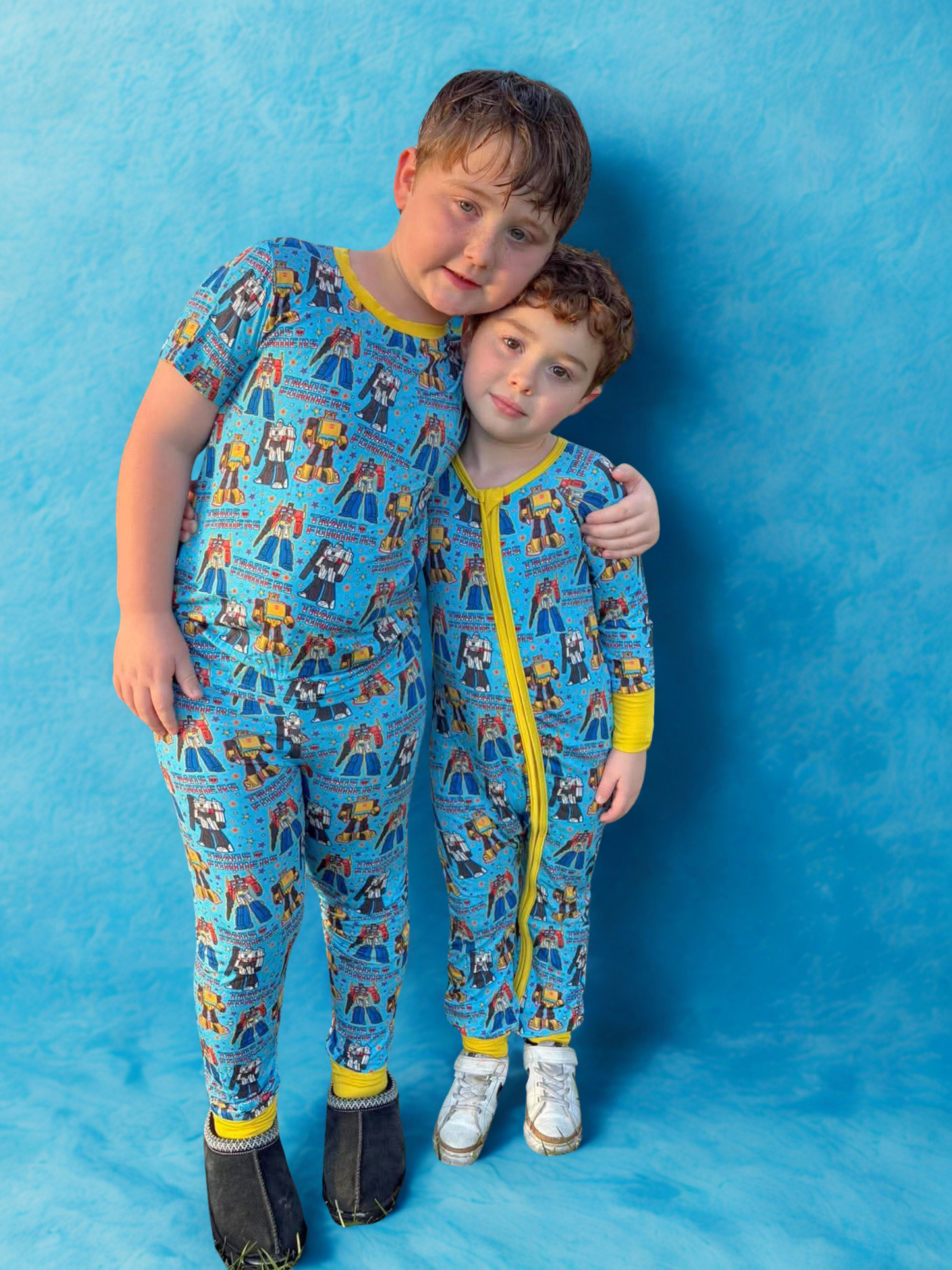 Retro Robot Bamboo Short Sleeve and Pants Two Piece Pajama Set
