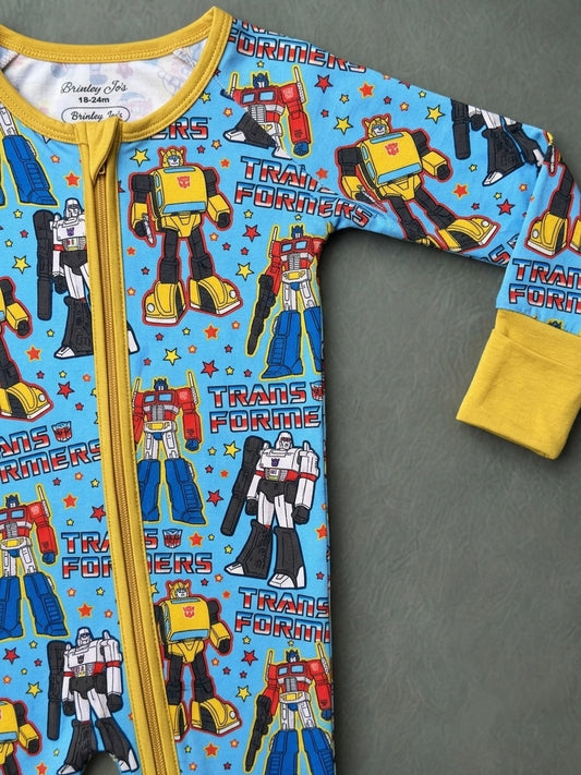 Retro Robot Bamboo Romper (Pre-order with arrival the end of Sept.)