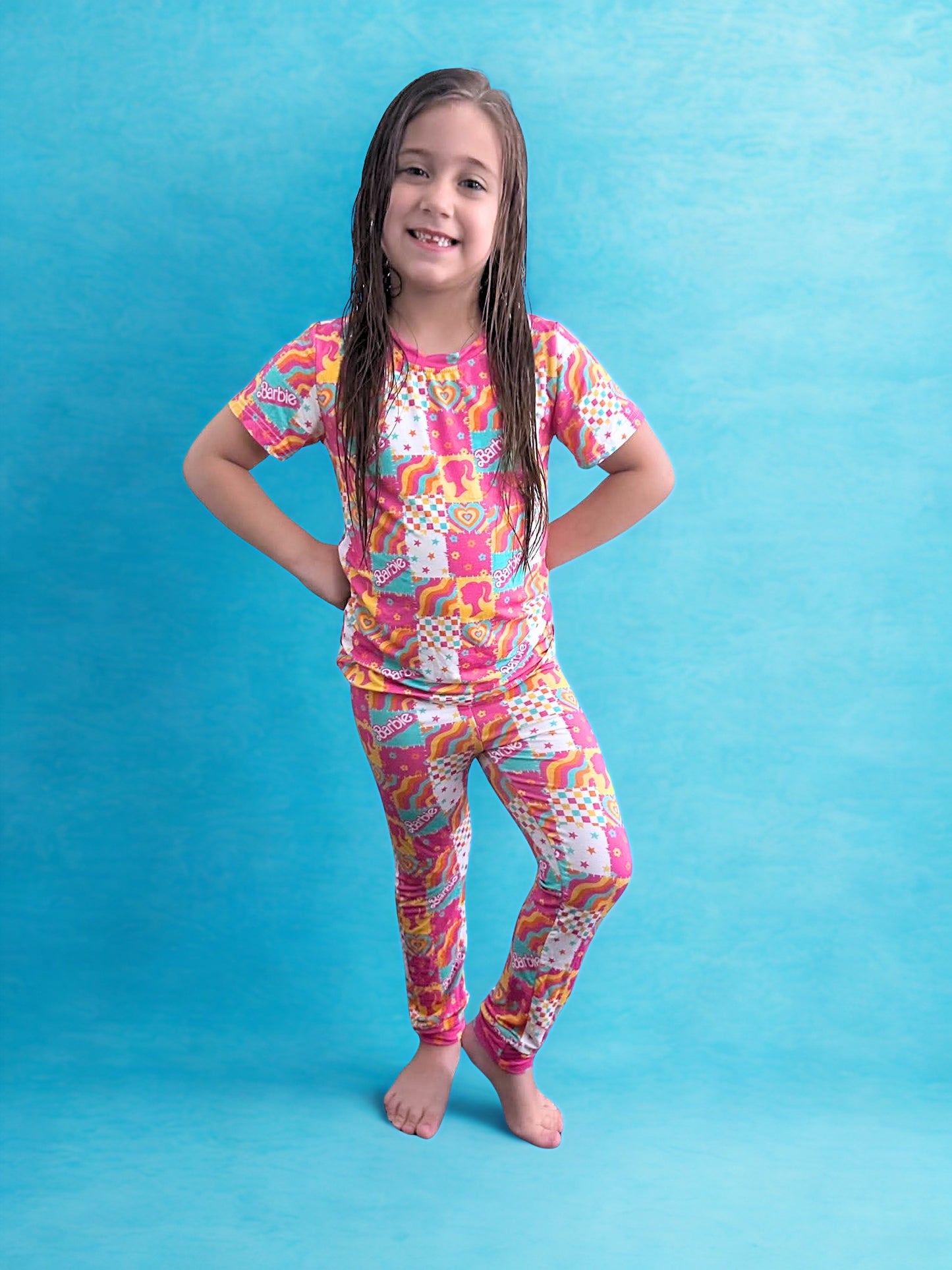 Flower Power Bamboo Short Sleeve and Pants Two Piece Pajama Set