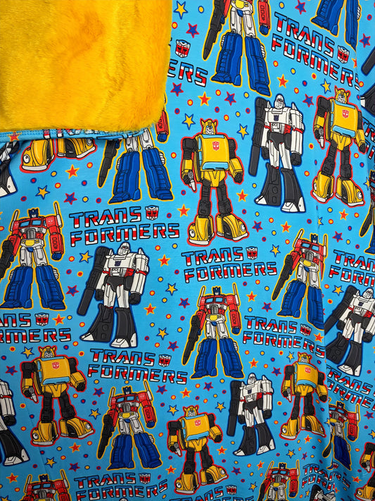 Retro Robot Plush Bamboo Blanket