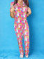 Flower Power Adult Bamboo Button Up Top and Pants Pajamas Set