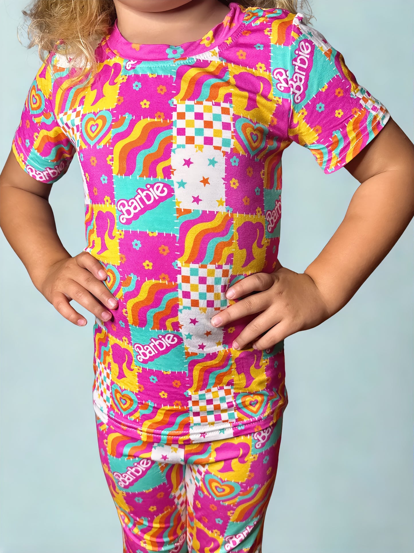 Flower Power Bamboo Short Sleeve and Pants Two Piece Pajama Set