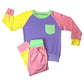 Color Block Purple & Green Bamboo Jogger Set